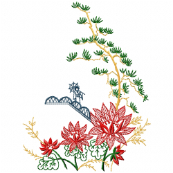 Flowers And Tree Embroidery Design 10